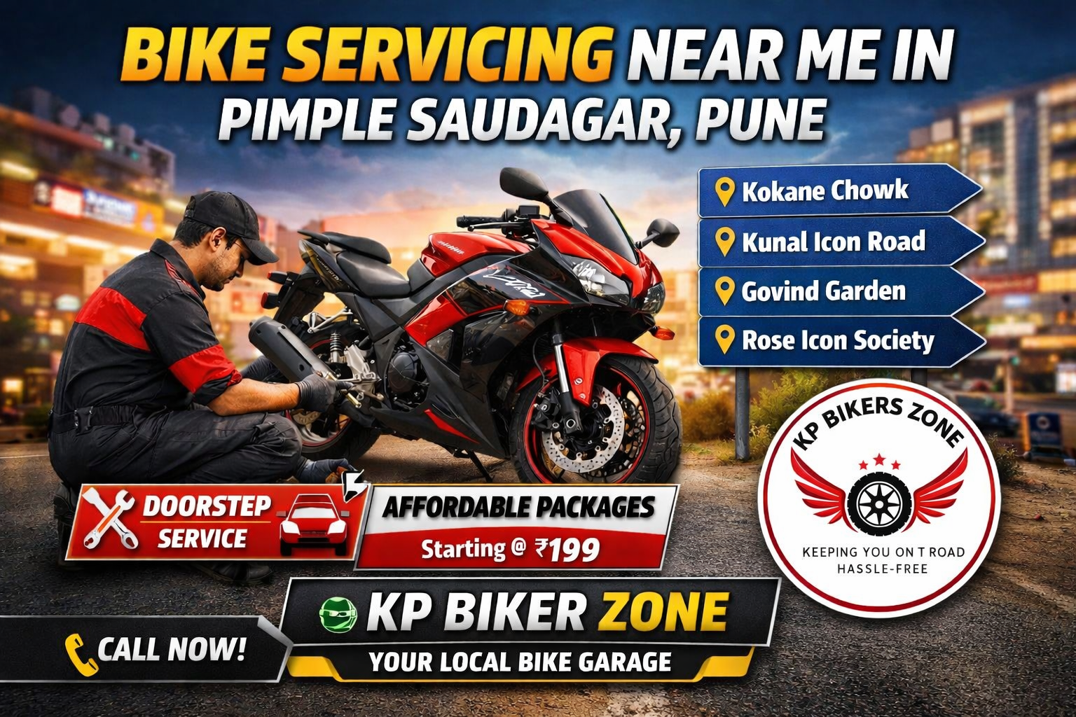 Bike Servicing Near Me in Pimple Saudagar Pune | KP Biker Zone