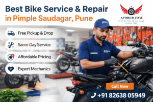 Professional Bike Servicing Near Me Pimple Saudagar Kokane Chowk - KP BikerZone Bike Service Centre.